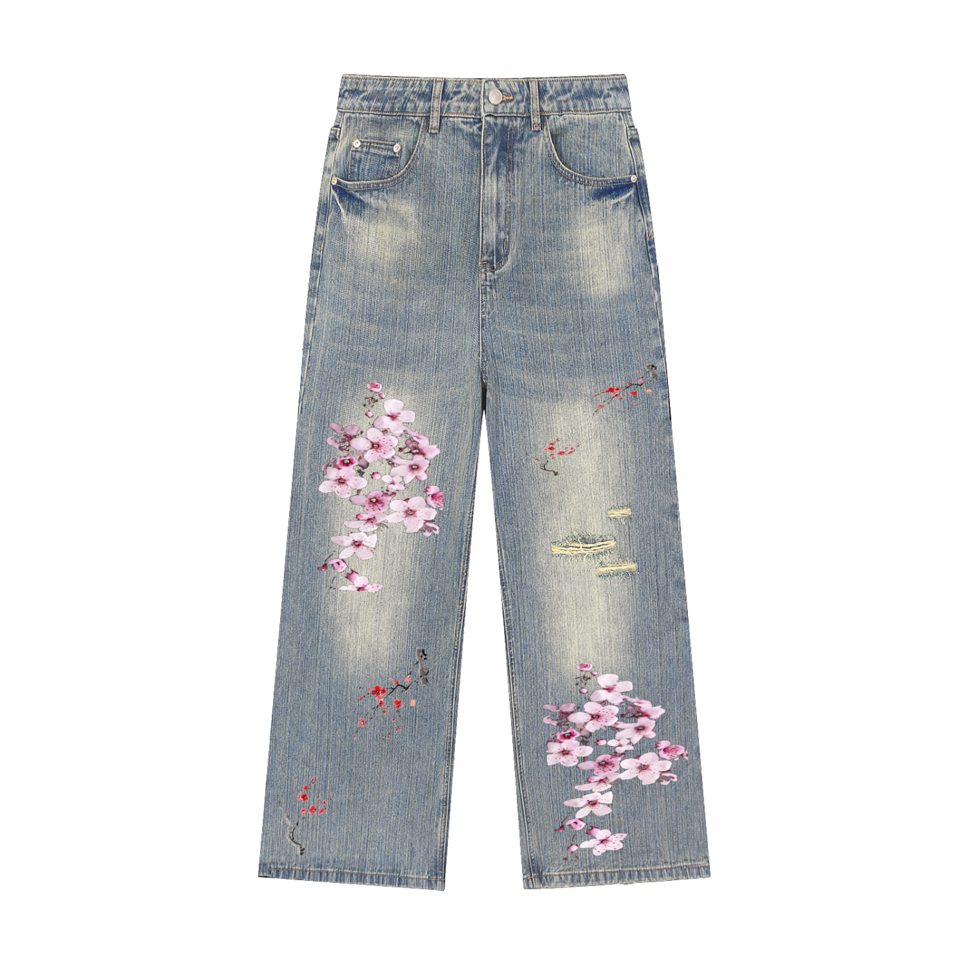 Noctvale Denim Floral Jeans